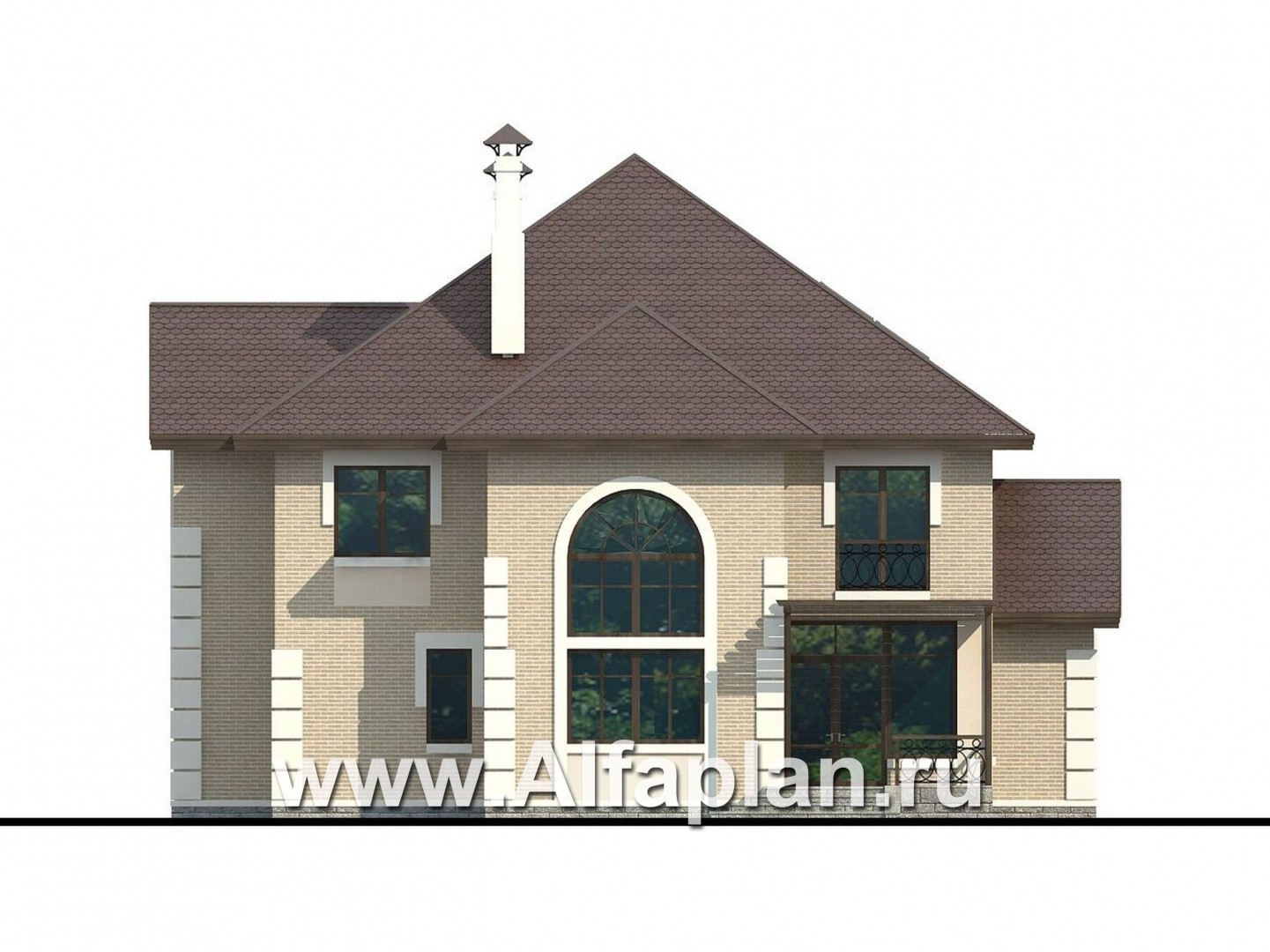 Проекты домов Альфаплан - «Воронцов»- респектабельный коттедж с комфортной планировкой - изображение фасада №4