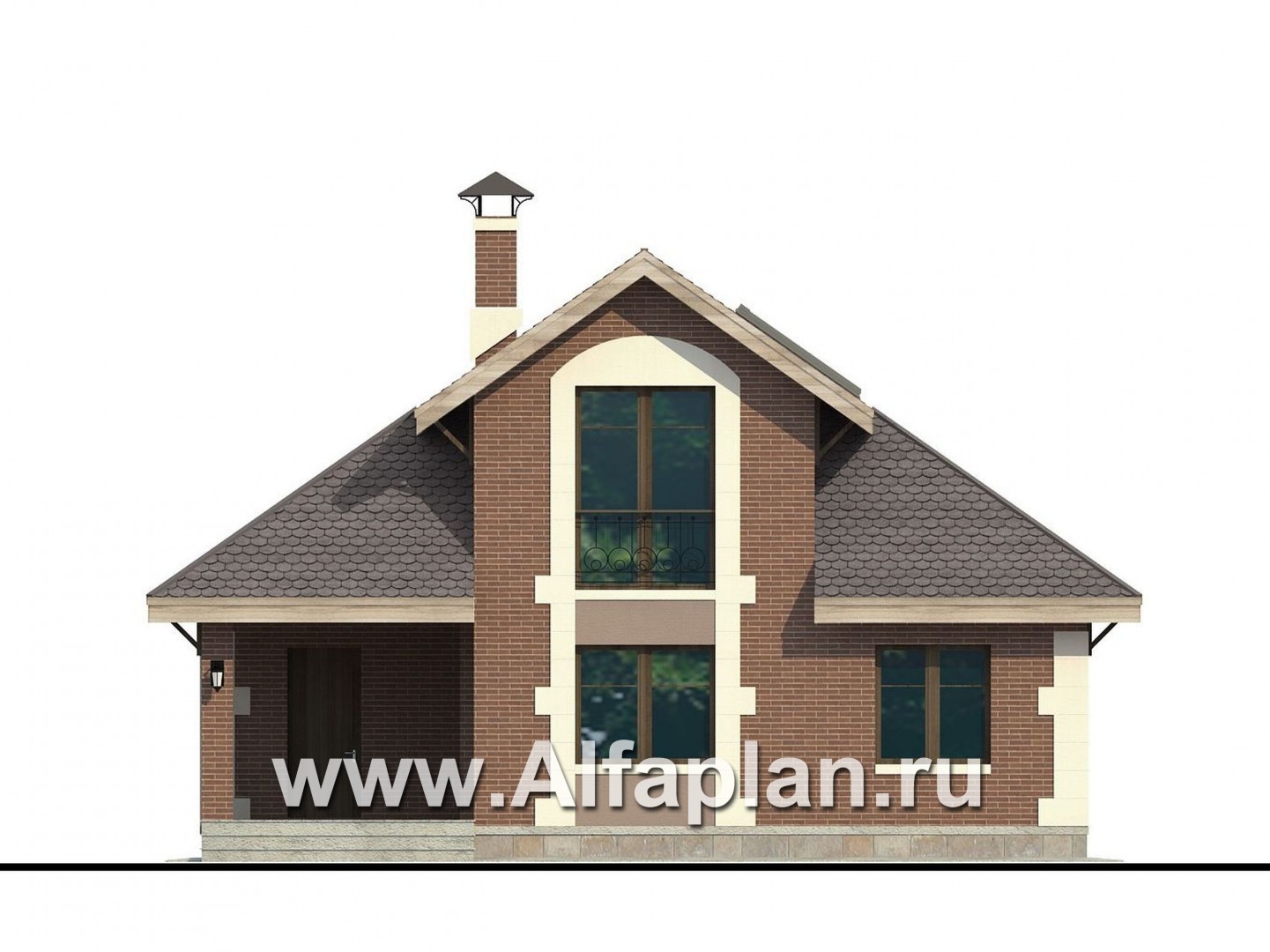 Проекты домов Альфаплан - Баня с террасой и студией в мансарде - изображение фасада №1