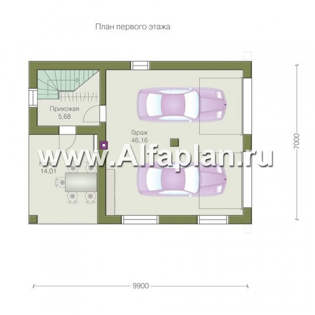 Проекты домов Альфаплан - Гараж со студией в мансарде - план проекта №1