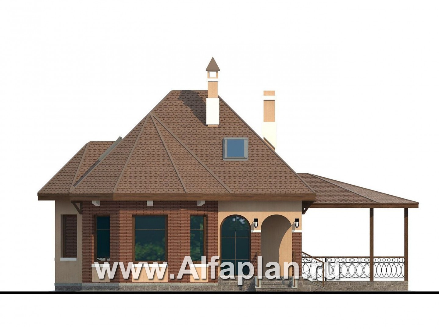 Проекты домов Альфаплан - «Душечка» - удобный дом для жизни и отдыха - изображение фасада №1