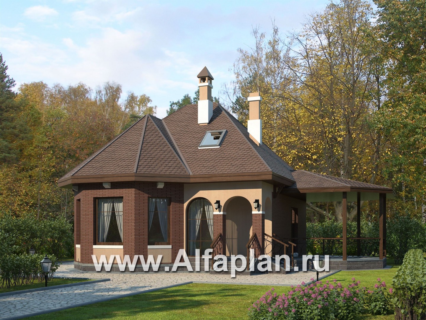 Проекты домов Альфаплан - «Душечка» - удобный дом для жизни и отдыха - основное изображение