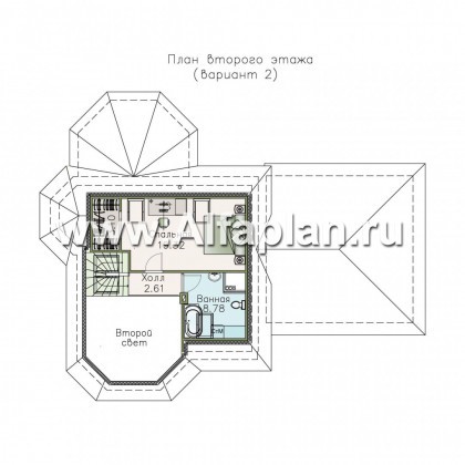 Проекты домов Альфаплан - «Душечка плюс» - компактный дом с навесом для машин - превью плана проекта №3