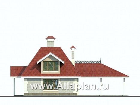 Проекты домов Альфаплан - Дом для отдыха с навесом для машин - превью фасада №1