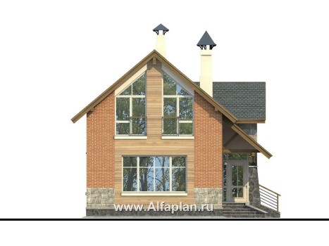 Проекты домов Альфаплан - «Вишневый сад»- проект небольшого дома или дачи - превью фасада №1