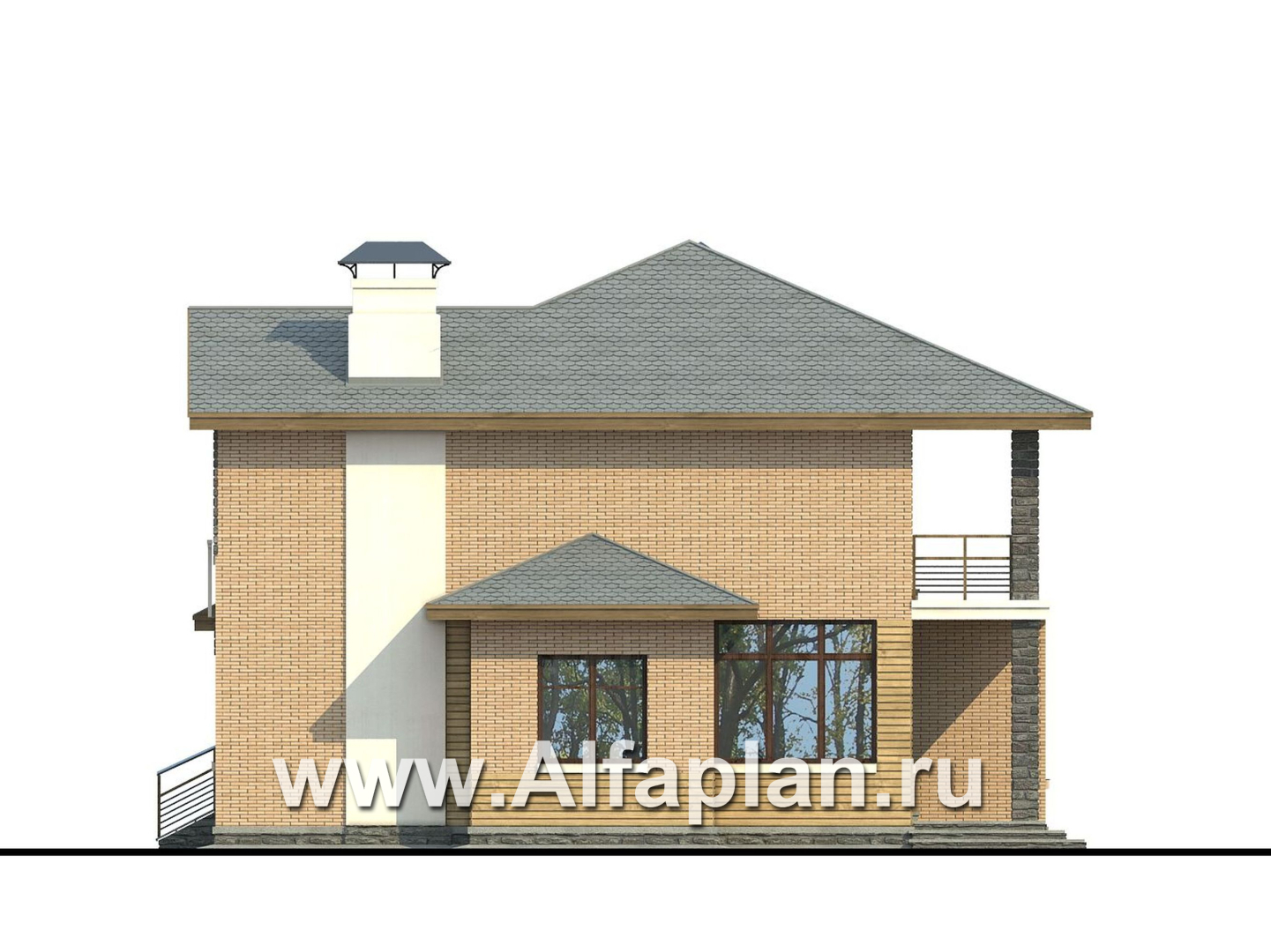 Проекты домов Альфаплан - «Оникс» - компактный двухэтажный дом для небольшого участка - изображение фасада №2