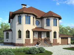 Проекты домов Альфаплан - «Амбиент» - амбиционый дом с двумя мощными эркерами - превью основного изображения