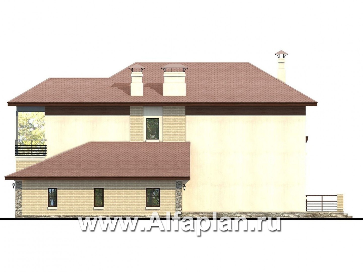 Проекты домов Альфаплан - «Рубин» - современный дом c оригинальной гостиной - изображение фасада №2