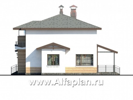 Проекты домов Альфаплан - «Тренд» - современный загородный дом с навесом для машины - превью фасада №2