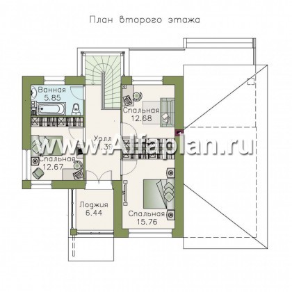 Проекты домов Альфаплан - «Драйв»- дом с высокой гостиной и  террасой - превью плана проекта №2