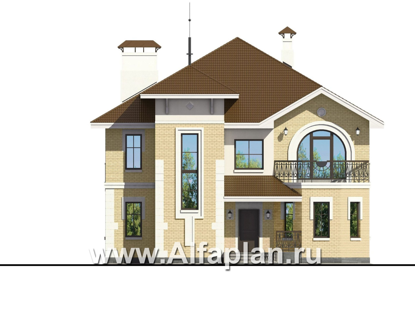 Проекты домов Альфаплан - «Феникс» - Двухэтажный коттедж с компактным планом - изображение фасада №1