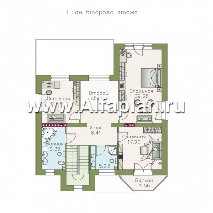 Проекты домов Альфаплан - «Феникс» - коттедж с компактным планом и цокольным этажом - превью плана проекта №2