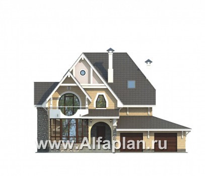 Проекты домов Альфаплан - «Белый ветер» - загородный коттедж с жилой мансардой - превью фасада №1