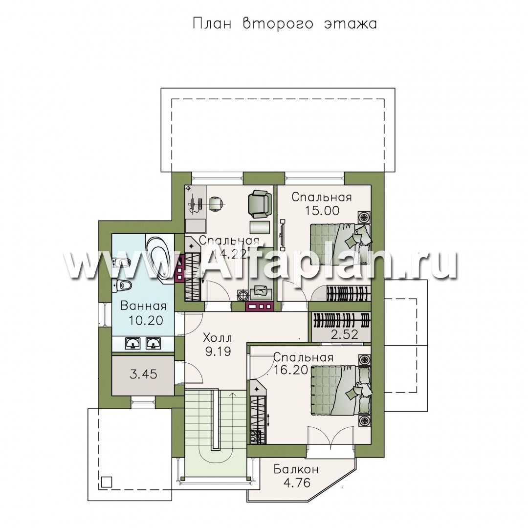 Проекты домов Альфаплан - «Тренд Плюс» - современный загородный дом - изображение плана проекта №2