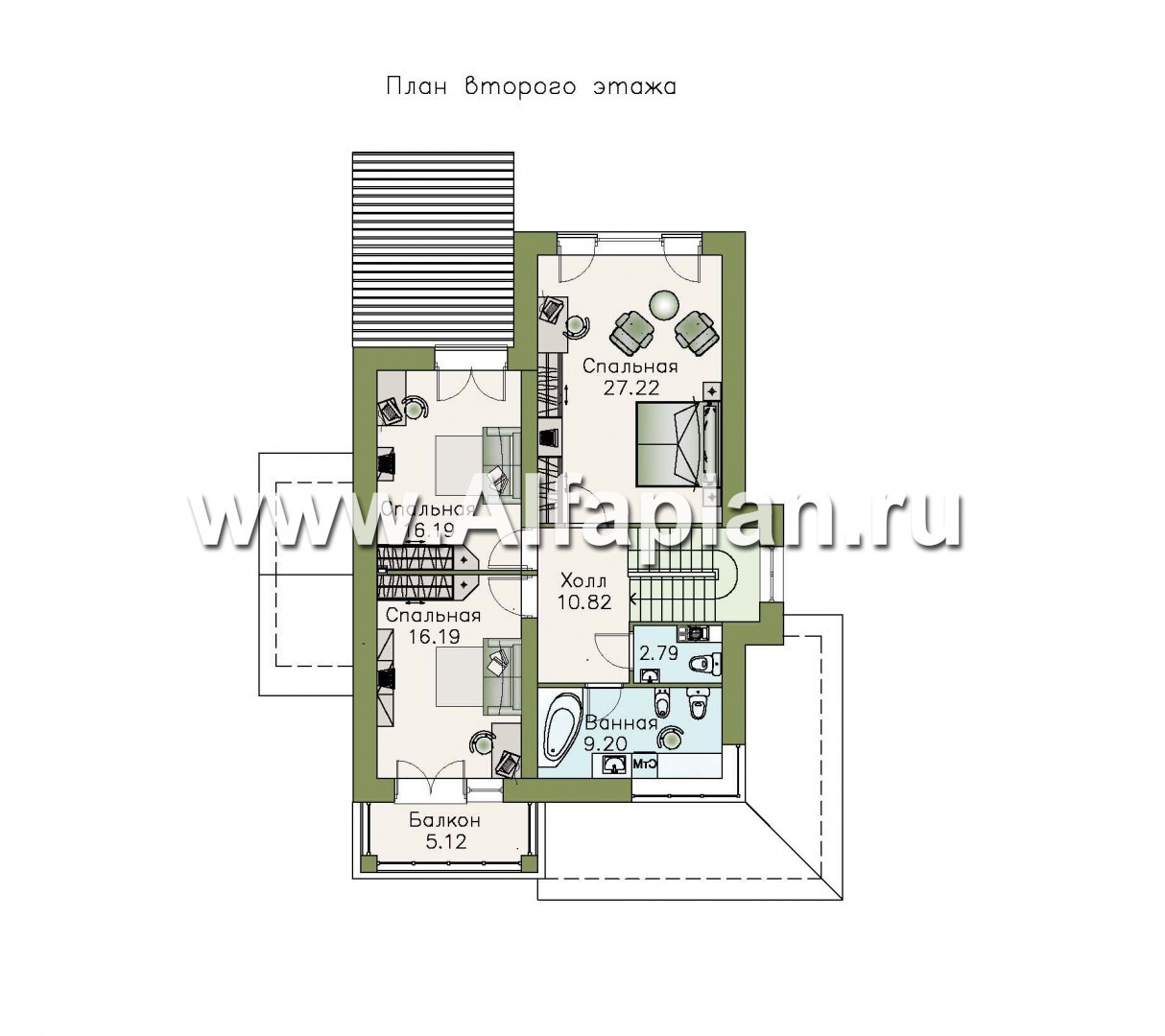 Проекты домов Альфаплан - «Вектор» - современный загородный коттедж - изображение плана проекта №2