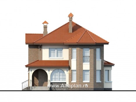 Проекты домов Альфаплан - «Митридат» -  коттедж в средиземноморском стиле - превью фасада №1