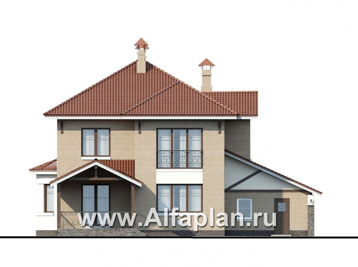 Проекты домов Альфаплан - «Митридат»- коттедж в средиземноморском стиле - изображение фасада №4