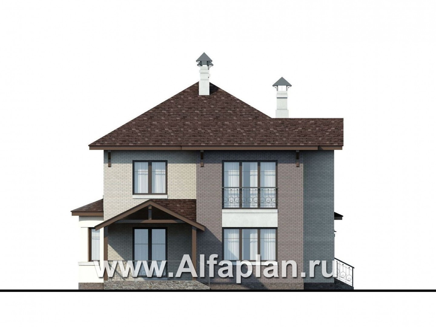 Проекты домов Альфаплан - «Эллада» - красивый и компактный особняк - изображение фасада №4