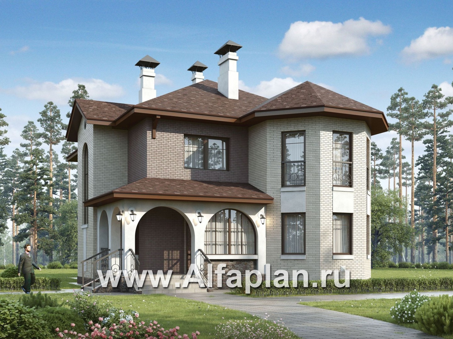 Проекты домов Альфаплан - «Эллада» - красивый и компактный особняк - основное изображение