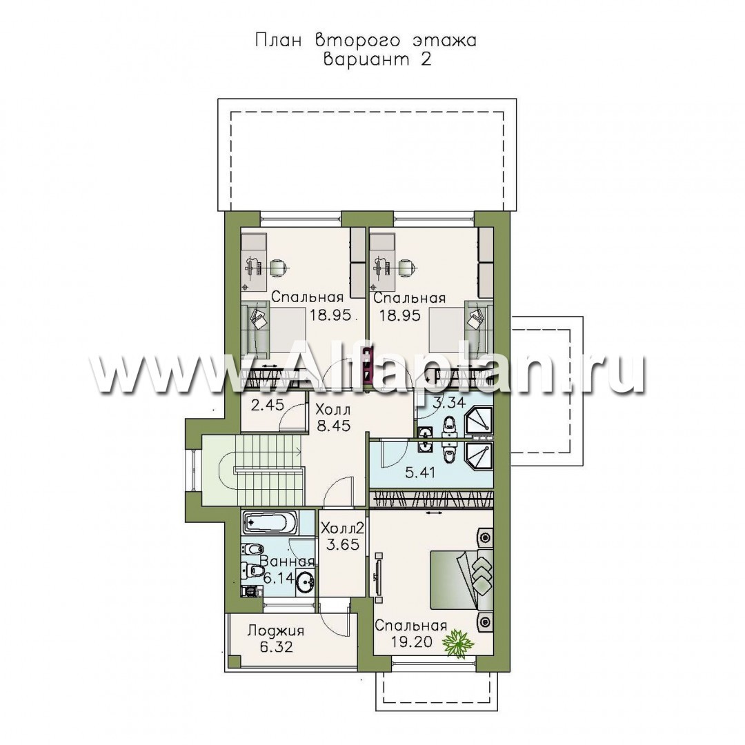 Проекты домов Альфаплан - «Новое время» - кирпичный коттедж для семьи с двумя детьми - план проекта №3