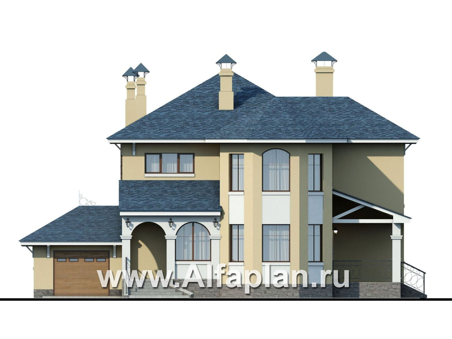Проекты домов Альфаплан - «Модус Вивенди»- двухэтажный  дом с гаражом - изображение фасада №1