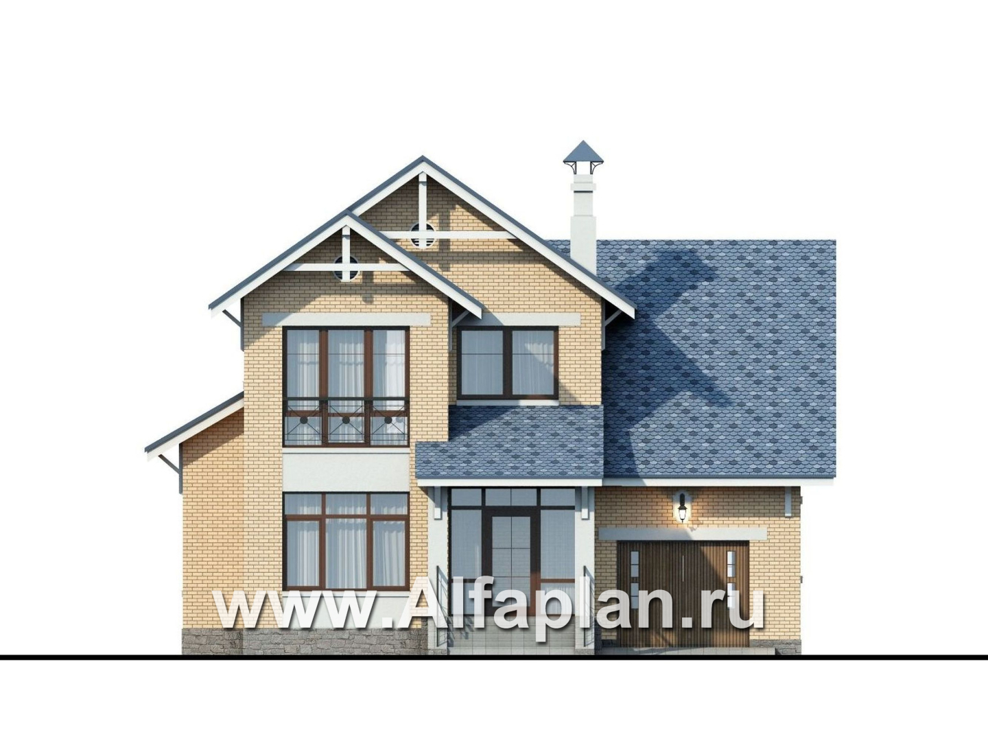 Проекты домов Альфаплан - «Дженни Врен» - удобный коттедж 154A - изображение фасада №1