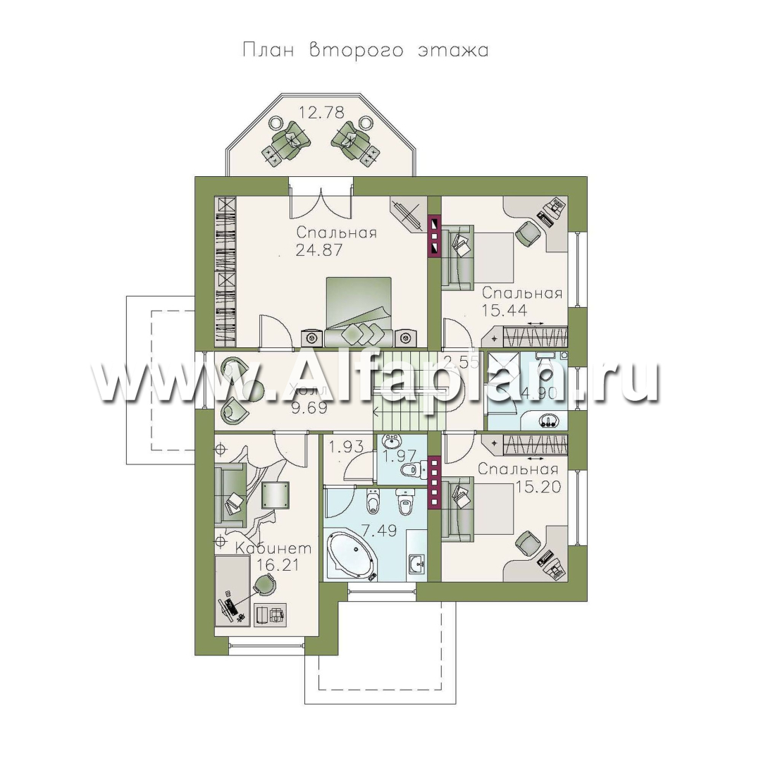 Проекты домов Альфаплан - «Дженни Врен» - удобный коттедж 154A - план проекта №2