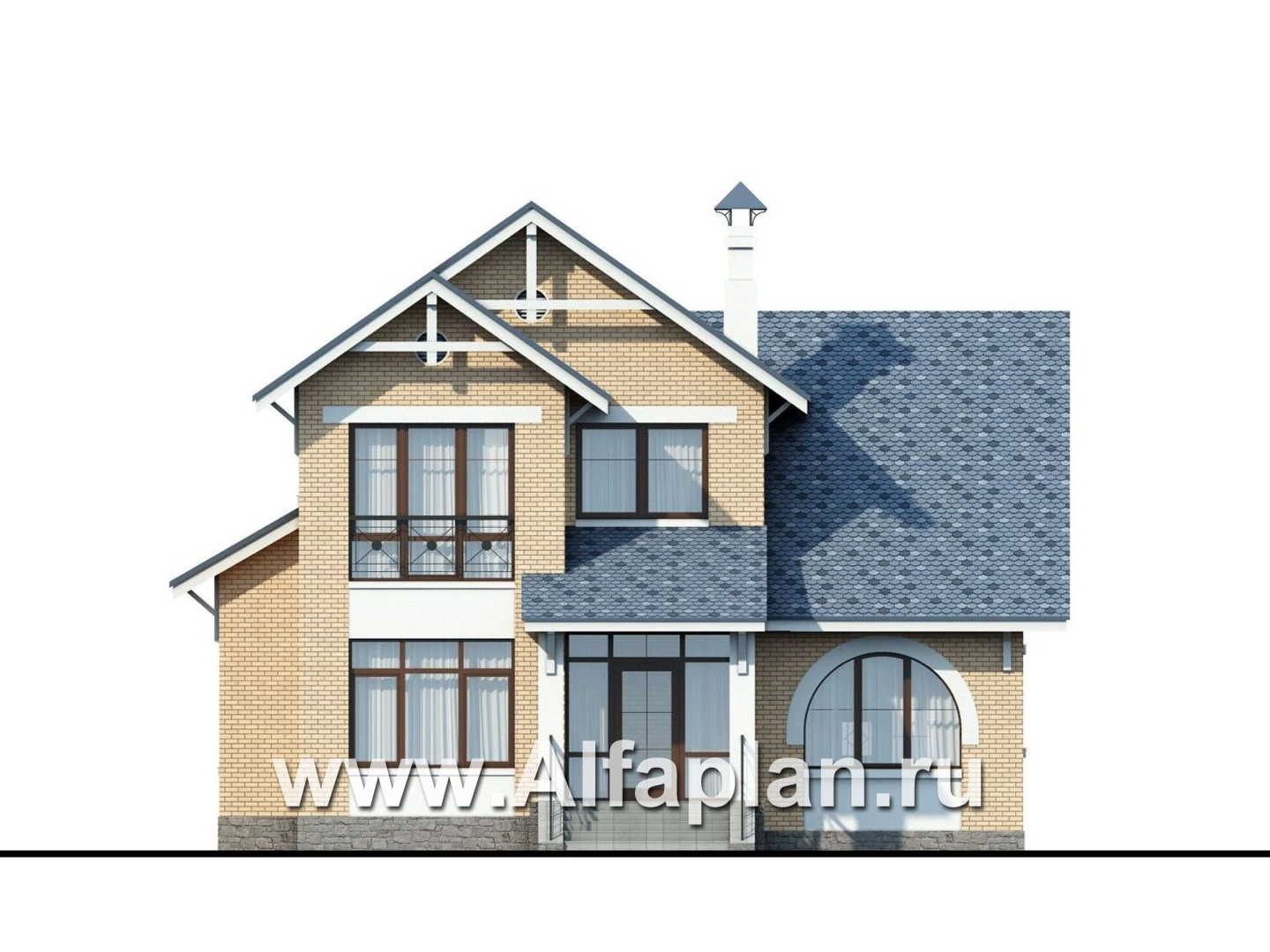 Проекты домов Альфаплан - «Дженни Врен» - комфортный загородный дом - изображение фасада №1