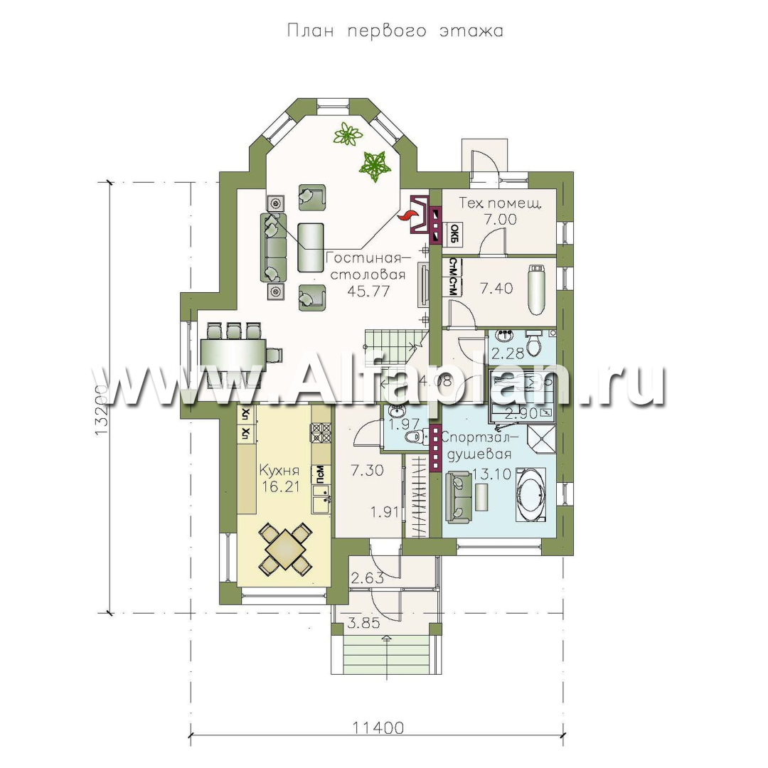 Проекты домов Альфаплан - «Дженни Врен» - комфортный загородный дом - изображение плана проекта №1
