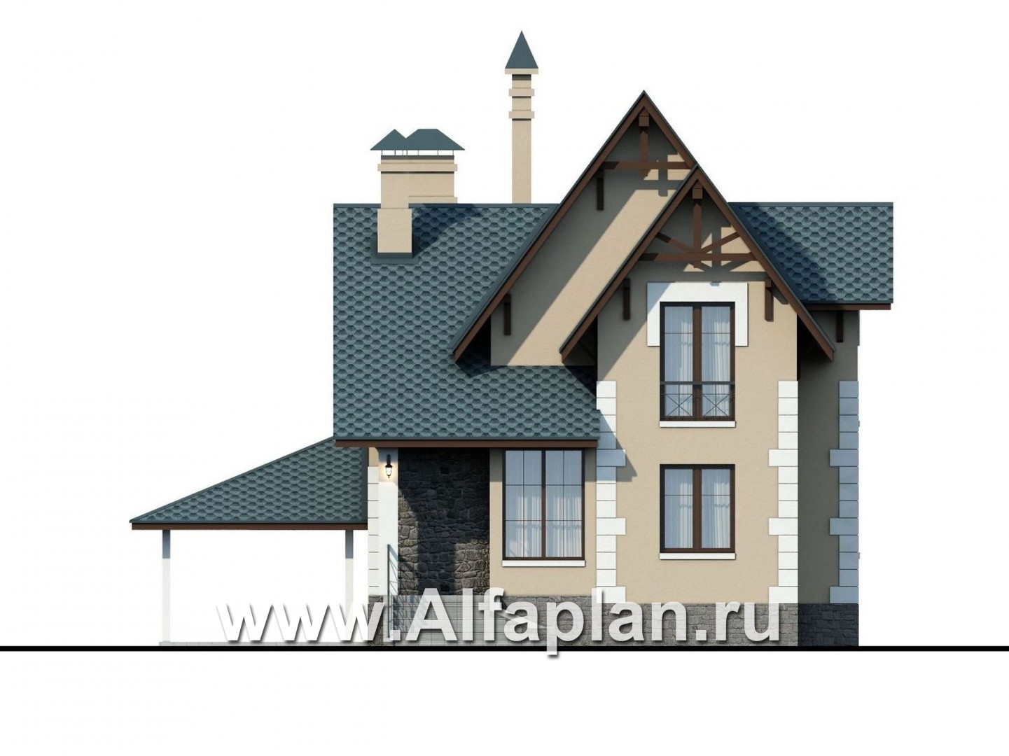 Проекты домов Альфаплан - «Менестрель» - коттедж для узкого участка - изображение фасада №1