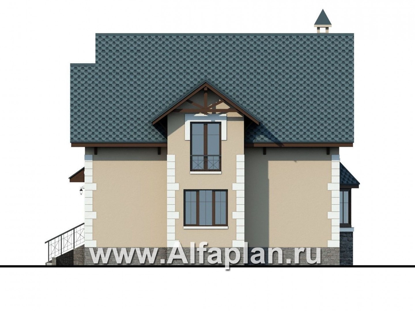 Проекты домов Альфаплан - «Менестрель» - коттедж для узкого участка - изображение фасада №2