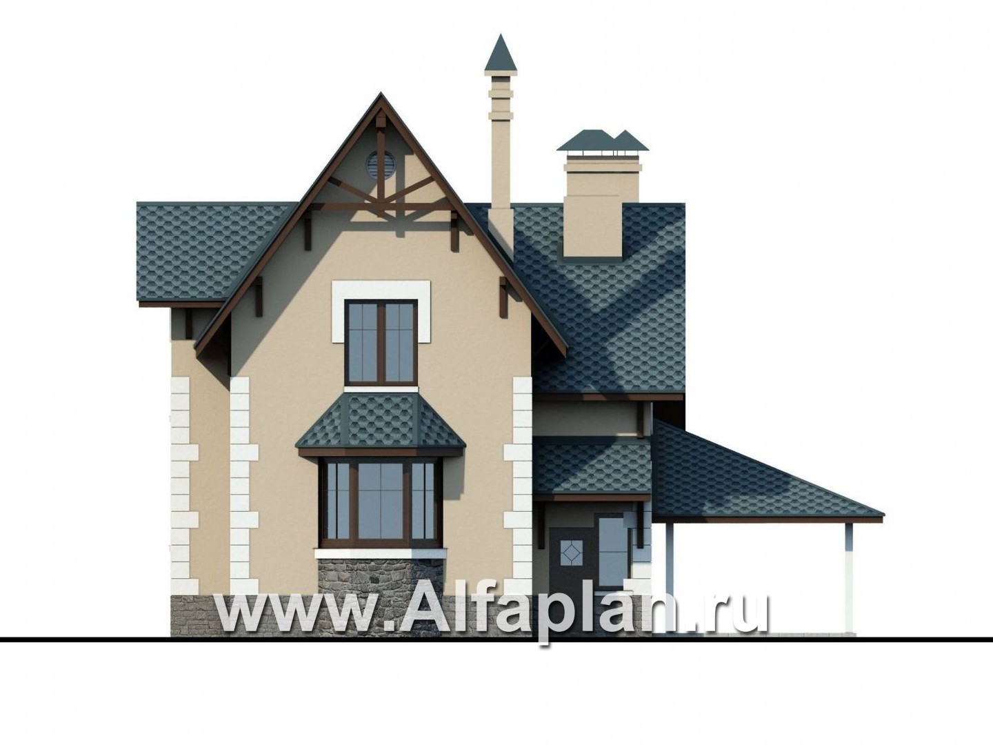 Проекты домов Альфаплан - «Менестрель» - коттедж для узкого участка - изображение фасада №4