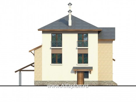 Проекты домов Альфаплан - Дом из газобетона «Аура» в современном стиле - превью фасада №4