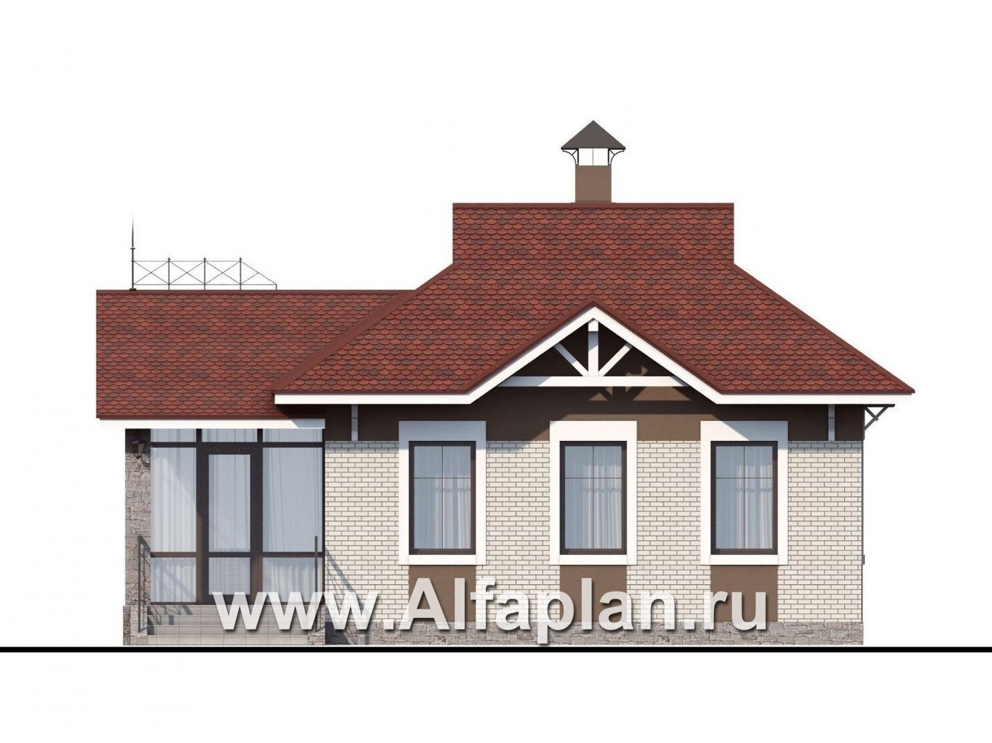 Проекты домов Альфаплан - «Карат» - проект кирпичного дома - изображение фасада №1