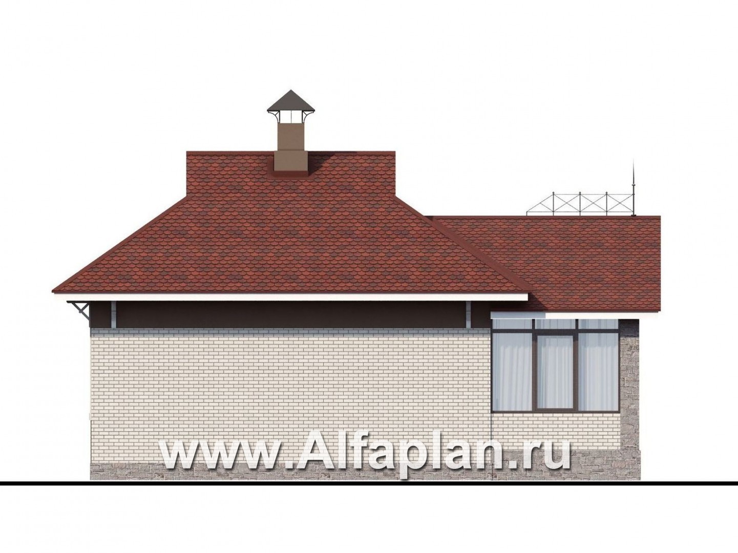 Проекты домов Альфаплан - «Карат» - проект кирпичного дома - изображение фасада №4