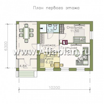 Проекты домов Альфаплан - «Карат» - проект кирпичного дома - превью плана проекта №1