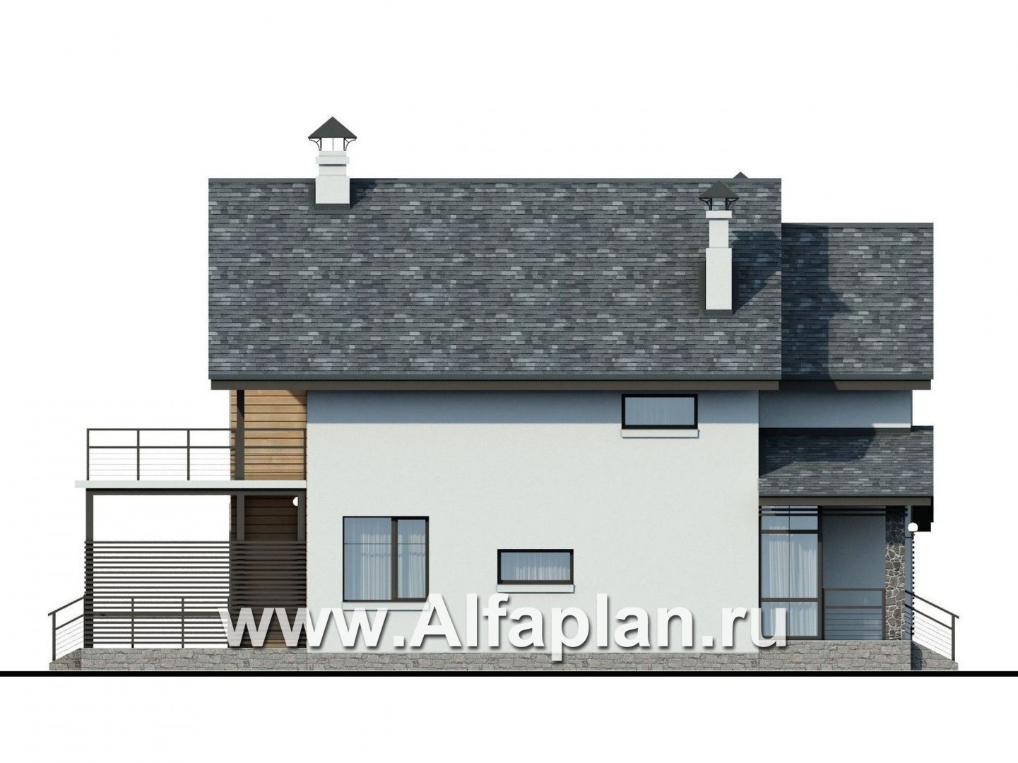 Проекты домов Альфаплан - «Гольфстрим» - дом для очень узкого участка - изображение фасада №3