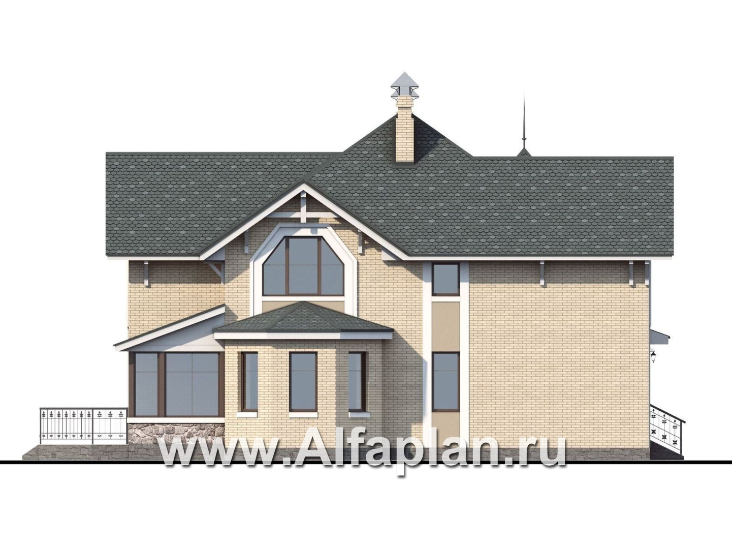 Проекты домов Альфаплан - «Бестужев» - классический коттедж с удобным планом - изображение фасада №3