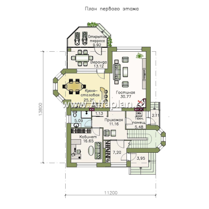 Проекты домов Альфаплан - «Бестужев» - классический коттедж с удобным планом - превью плана проекта №1