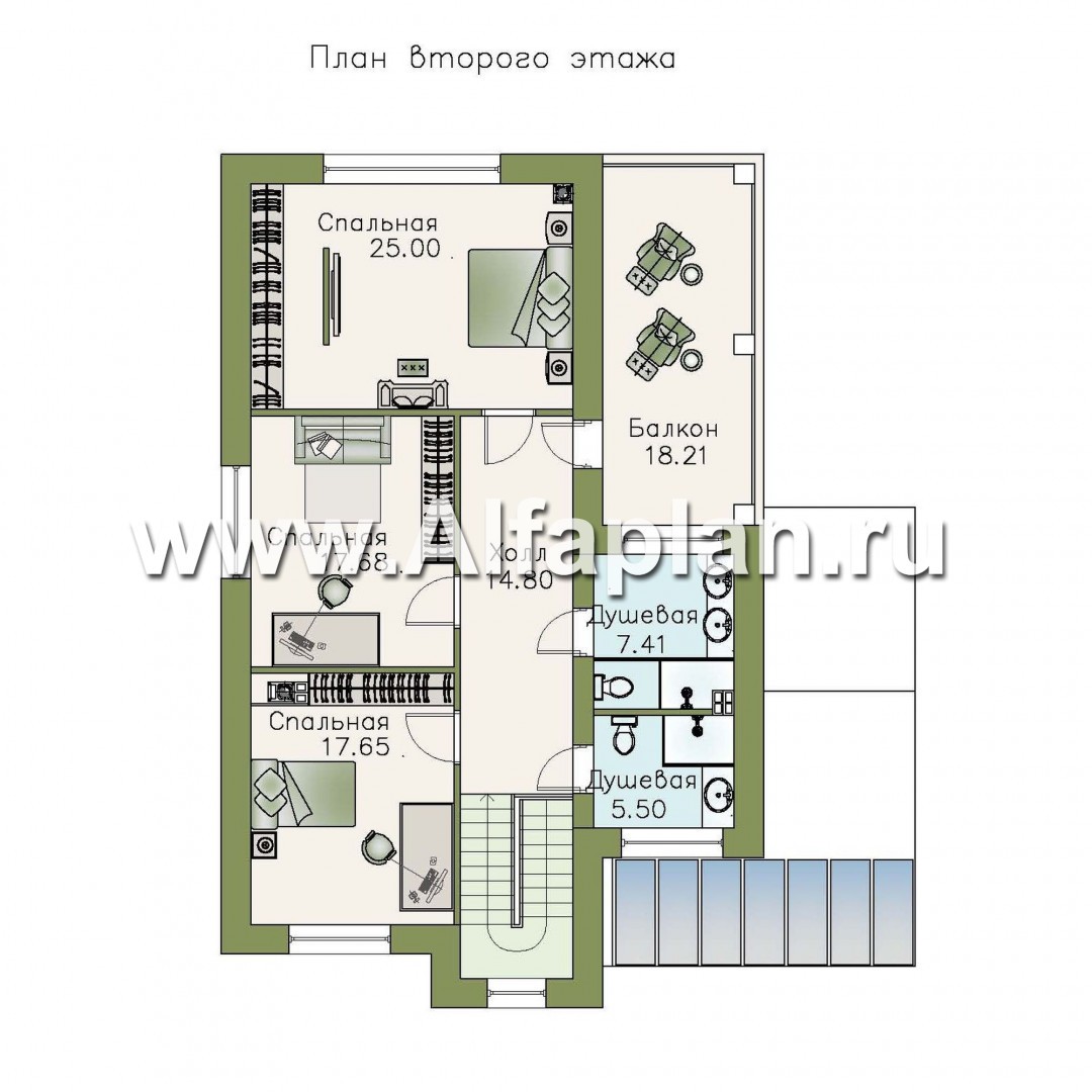 Проекты домов Альфаплан - «Флагман» - комфортабельный коттедж с бассейном и зоной spa - изображение плана проекта №2