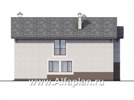 Проекты домов Альфаплан - «Флагман» - коттедж с большой верандой и солярием - превью фасада №3