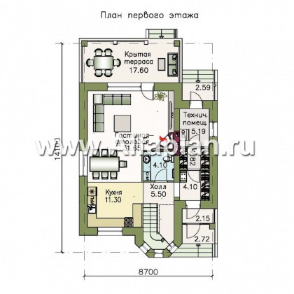 Проекты домов Альфаплан - Компактный дом для маленького участка - превью плана проекта №1