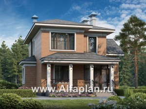 Проекты домов Альфаплан - «Портал» - двухэтажный классический коттедж - превью основного изображения
