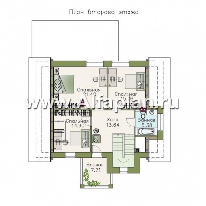 Проекты домов Альфаплан - «Бергедорф» - экономичный дом с двускатной кровлей - превью плана проекта №2