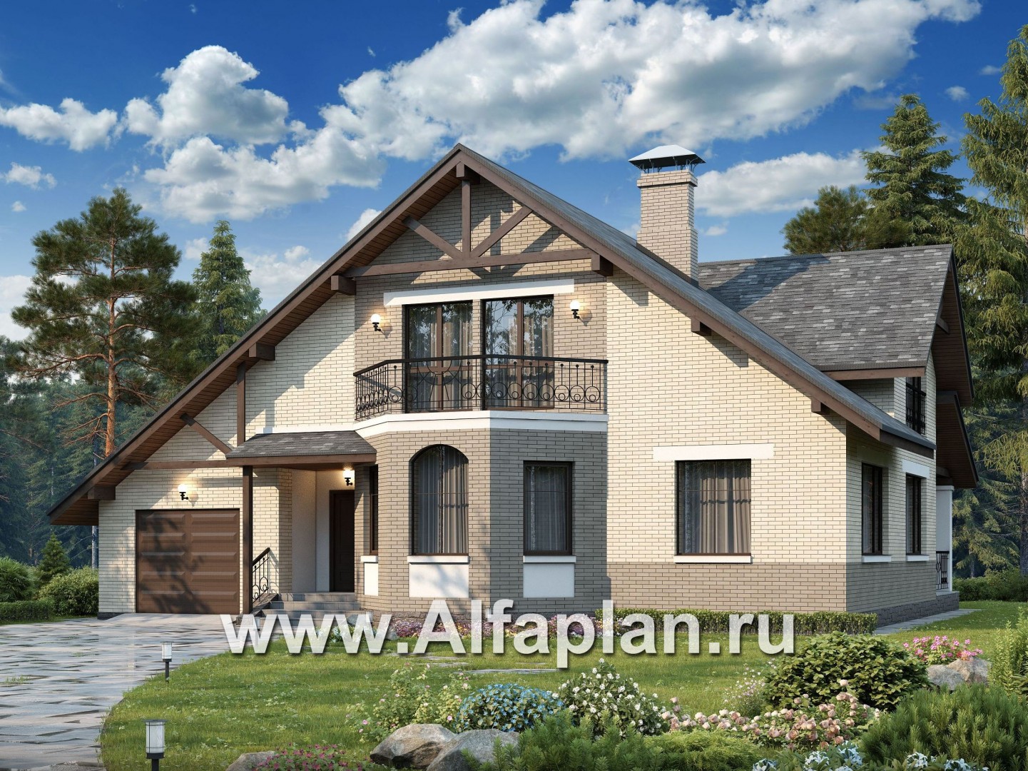 Проекты домов Альфаплан - «Бавария» - шале с комфортной планировкой - основное изображение
