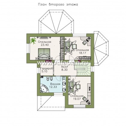 Проекты домов Альфаплан - «Белоостров»- классический коттедж с удобной планом - превью плана проекта №2