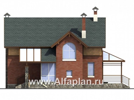 Проекты домов Альфаплан - «Вишневый сад» - проект небольшого дома или дачи - превью фасада №2