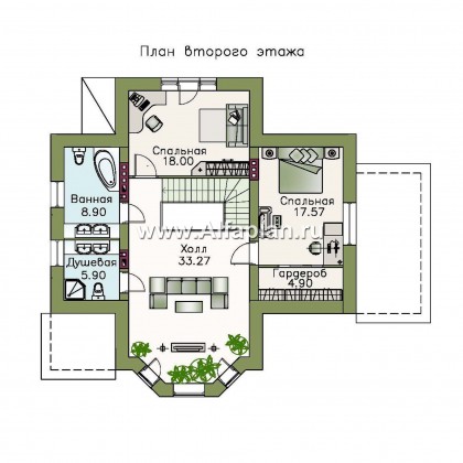 Проекты домов Альфаплан - «Клио Плюс» - коттедж с  цокольным этажом и угловой террасой - превью плана проекта №4