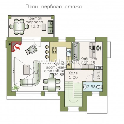 Проекты домов Альфаплан - «Альпина» - трехэтажный коттедж с гаражом для маленького участка - превью плана проекта №2