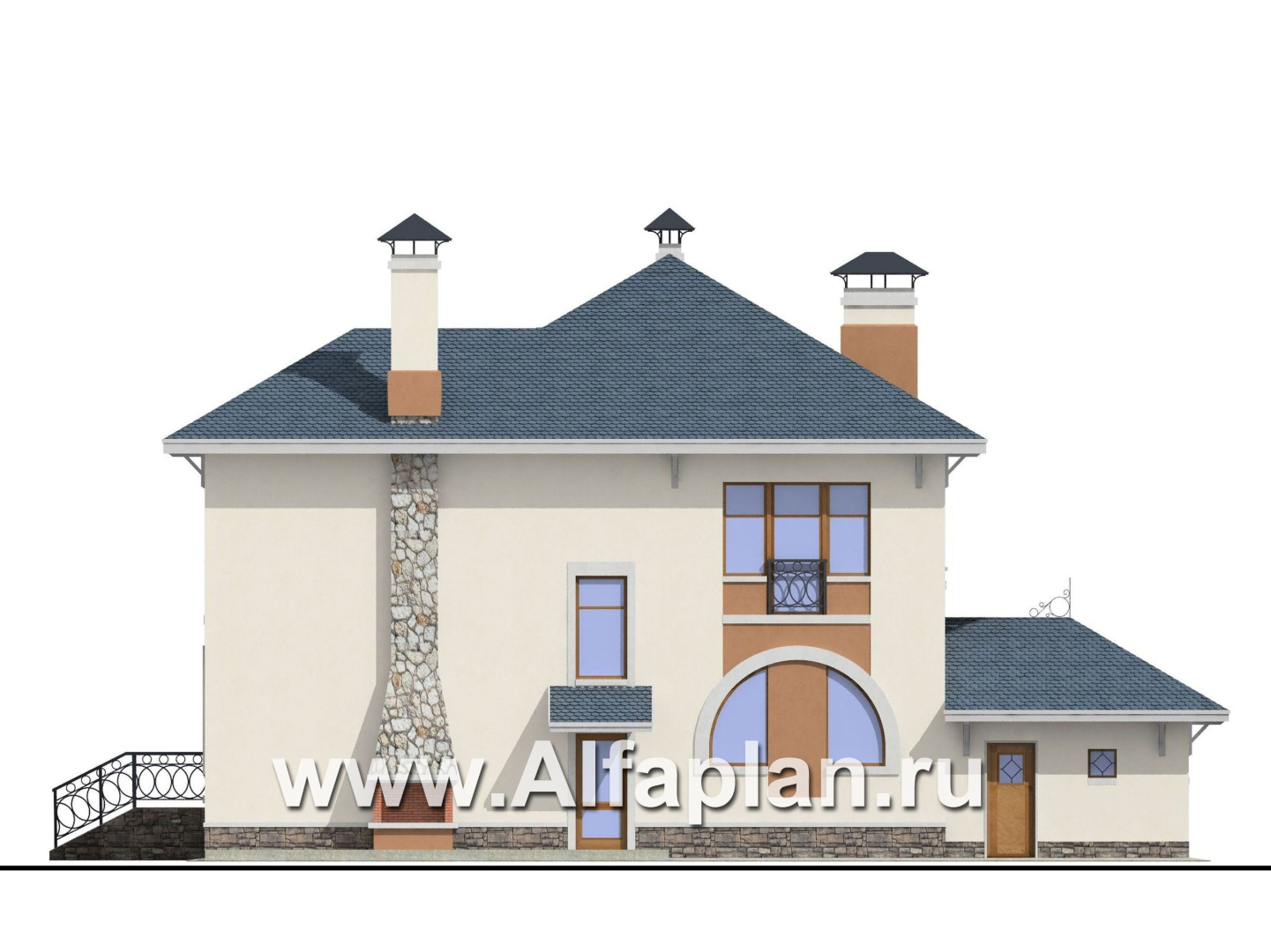 Проекты домов Альфаплан - «Модус Вивенди»- изящный коттедж с зимним садом (или верандой) и гаражом - изображение фасада №4