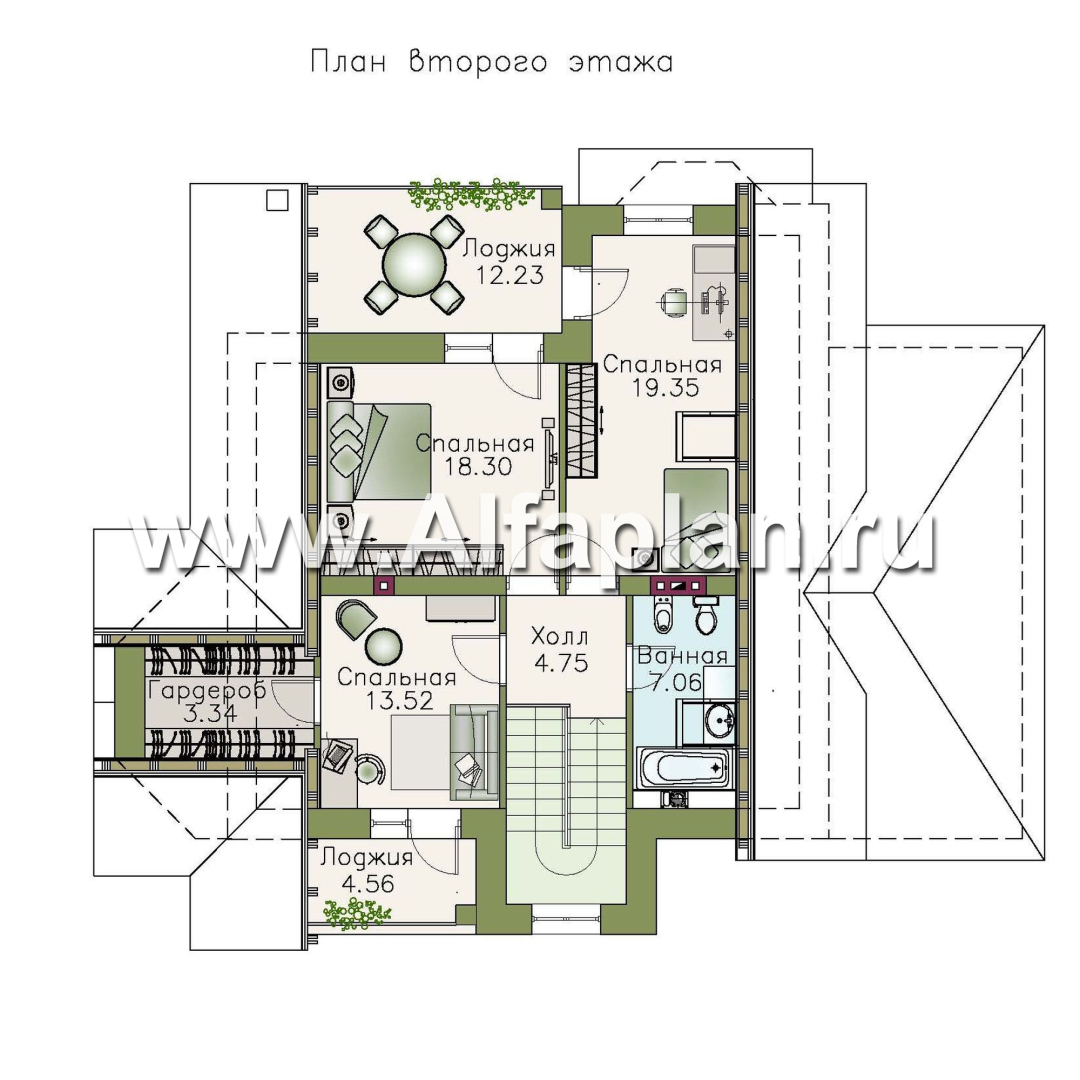 Проекты домов Альфаплан - «Зальцбург»- рациональный дом с навесом для машины - план проекта №2